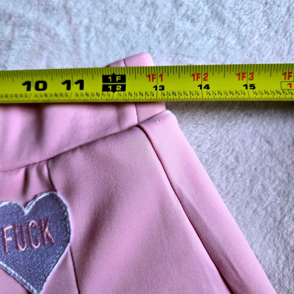 Y2K Spencer's Pink Pleated Mini Skirt Heart Patch Cheerleader Style Medium - Picture 7 of 9
